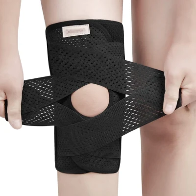 Protective Mesh Elastic Strap Knee Support Brace Wrap, Pain Relief