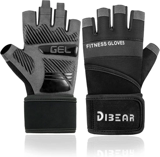 Dibear Full Palm Protection Workout Fingerless Weight Lifting Gym Sports Gloves